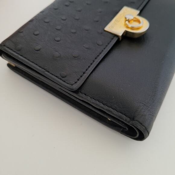 Givenchy Vintage Leather Wallet Kisslock Black Bifold Medium Compact Logo Ostric - Picture 12 of 14